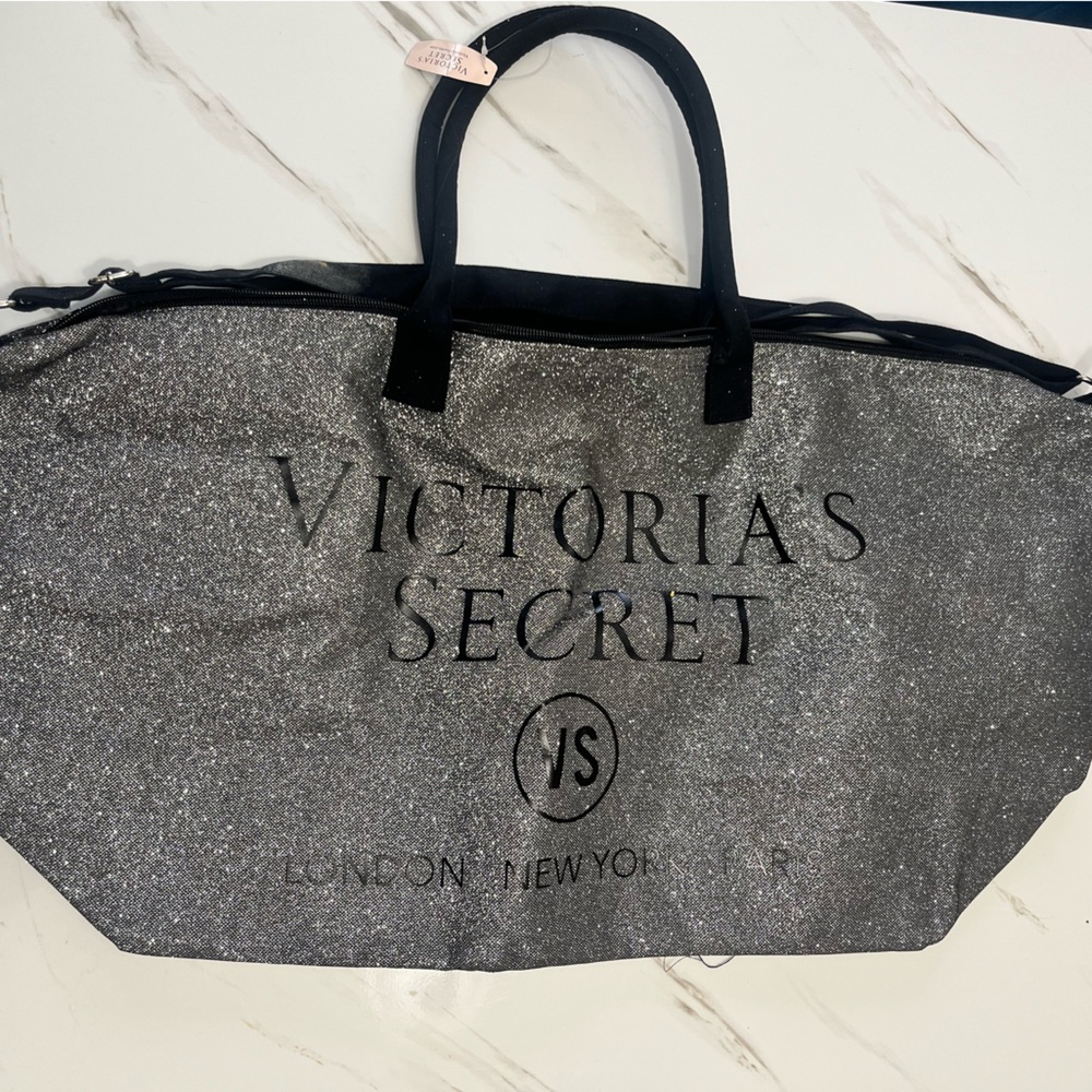 Victoria's Secret Gray and Black Tote Bag